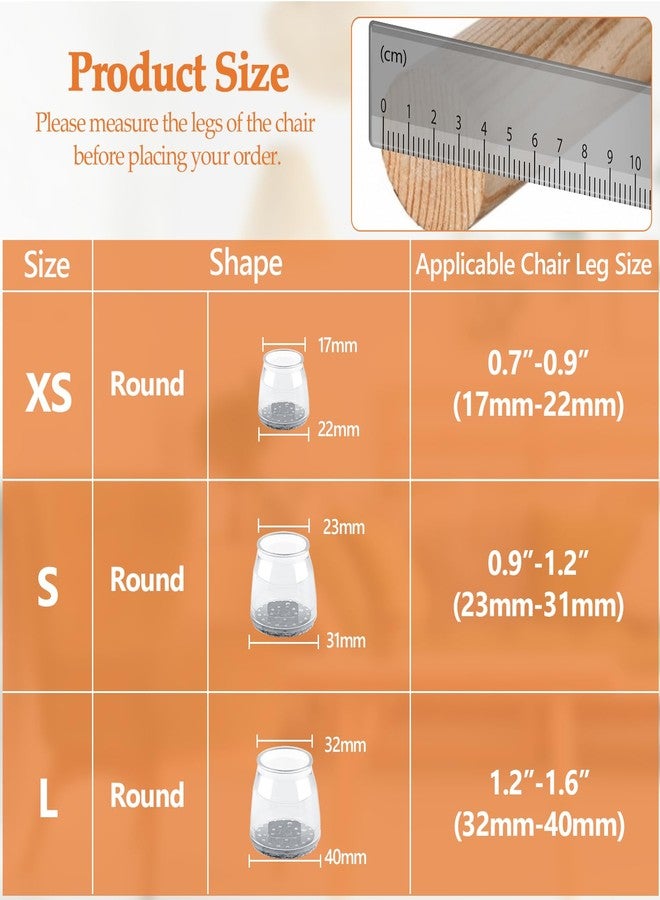 BAIPOK 16pcs Round Chair Leg Floor Protectors, Felt Pads Chair Leg Protectors for Hardwood Floors, Silicone Chair Leg Cups Covers Felt Pads, Prevents Scratches & Reduce Noise, Clear, X-Small - Image 2