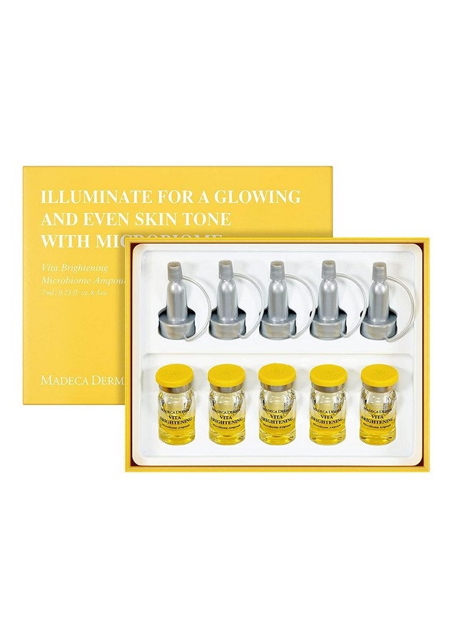 MADECA DERMA Vita Brightening Microbiome Ampoule - Brightening with Vitamins C & E, Hyaluronic Acid & Antioxidants, Korean Skincare for Radiant, Even Tone & Dark Spot Care (0.23 fl oz x 5 Bottles) - Image 1