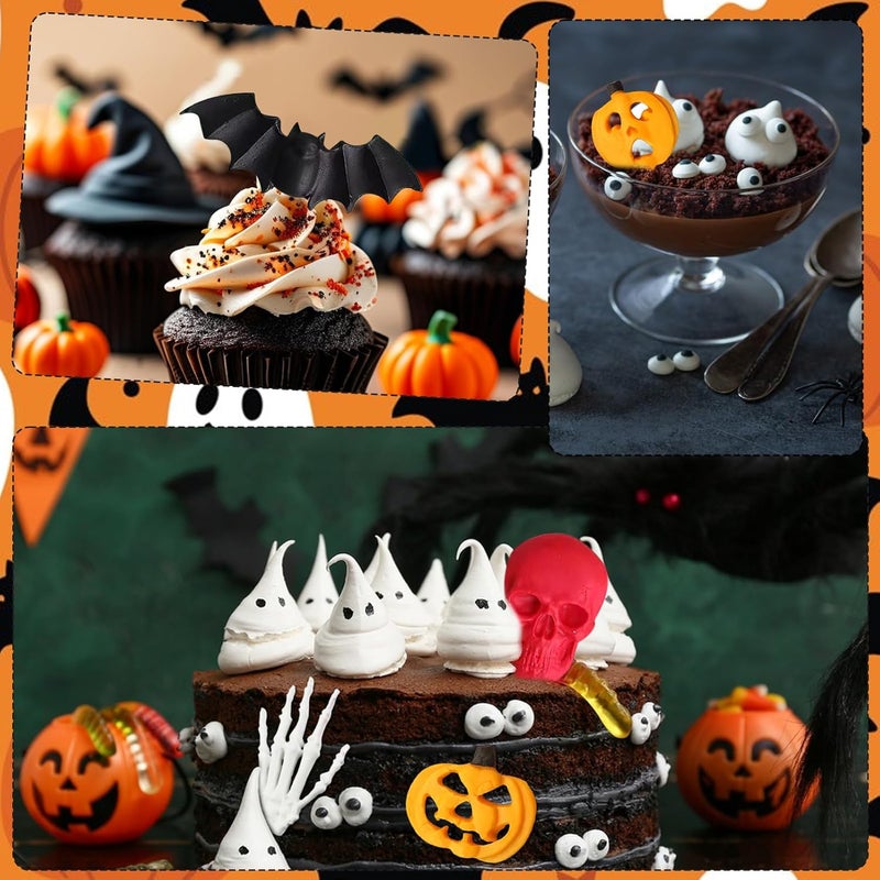 Rainmae 8 Pcs Halloween Silicone Molds, Halloween Bat Pumpkin Spider Owl Ghost Fondant molds, Party Cupcake Topper Decorating Tools, DIY Chocolate Candy Mold Gum Paste Polymer Clay Epoxy Resin Mould - Image 5