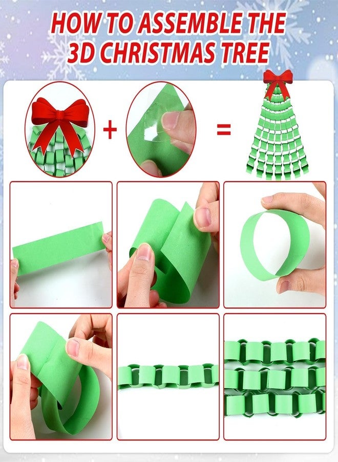 Justforjoyful زينة لوحة إعلانات شجرة عيد الميلاد ثلاثية الأبعاد للفصول الدراسية، لوحة إعلانات بابا نويل، قصاصات ورقية شتوية لعيد الميلاد المجيد للأطفال، لوازم حفلات عيد الميلاد المدرسية، ديكور سبورة منزلية - Image 4