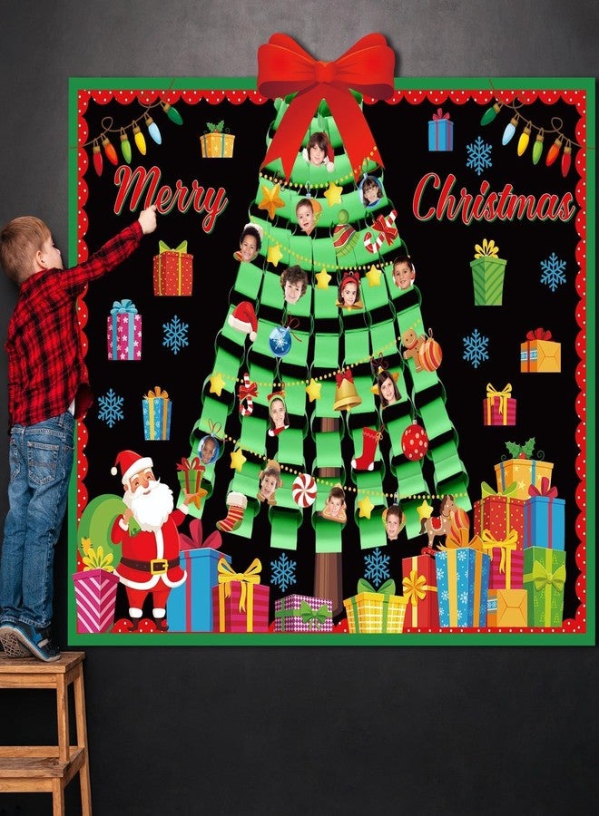 Justforjoyful زينة لوحة إعلانات شجرة عيد الميلاد ثلاثية الأبعاد للفصول الدراسية، لوحة إعلانات بابا نويل، قصاصات ورقية شتوية لعيد الميلاد المجيد للأطفال، لوازم حفلات عيد الميلاد المدرسية، ديكور سبورة منزلية - Image 5