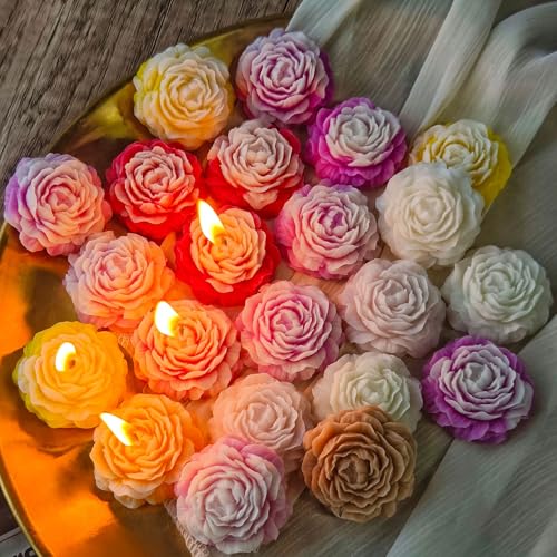 ESEENS 3 Cavities Peony Flower Soap & Candle Mold - Silicone 3D Molds for Flower, Peony & Home Decor - Resin Casting & Making Molds - Image 1