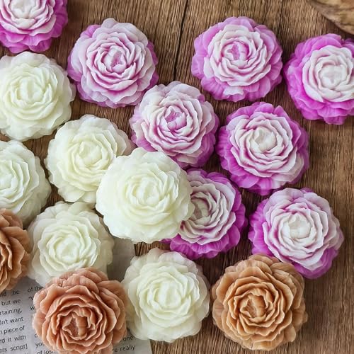 ESEENS 3 Cavities Peony Flower Soap & Candle Mold - Silicone 3D Molds for Flower, Peony & Home Decor - Resin Casting & Making Molds - Image 4
