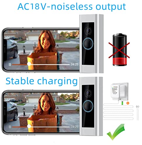 XZGm Video doorbell Special Power Transformer, 18V500MA Ring doorbell Power Adapter, Compatible with Ring, Nest, Eufy, Wyze, Arlo Wireless Video doorbell (with 315in Cable White) - Image 3