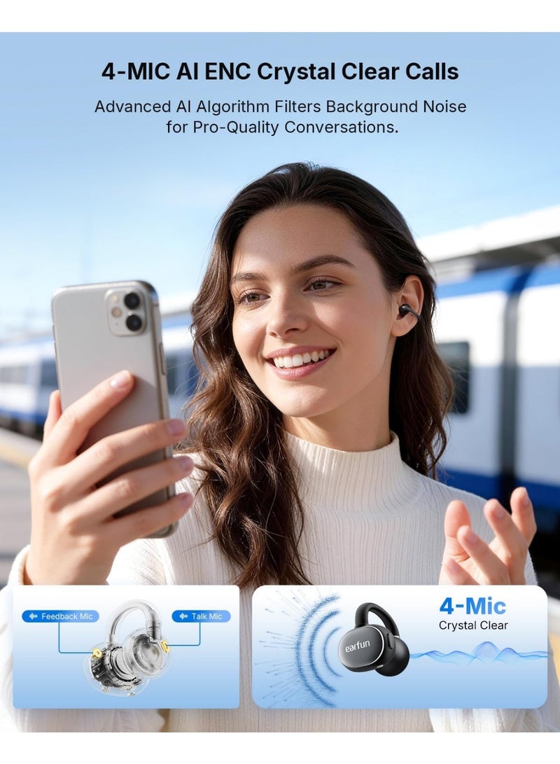 إيرفن سماعات EarFun Clip 2 المفتوحة للأذن بتصميم Clip On، صوت Hi-Res مع LDAC، محرك تيتانيوم 12 مم، 4 ميكروفونات بمكالمات مدعومة بالذكاء الاصطناعي، ترجمة فورية لأكثر من 100 لغة، ثبات مريح، تشغيل حتى 40 ساعة، Bluetooth 6.0 للرياضة والجري - Image 4