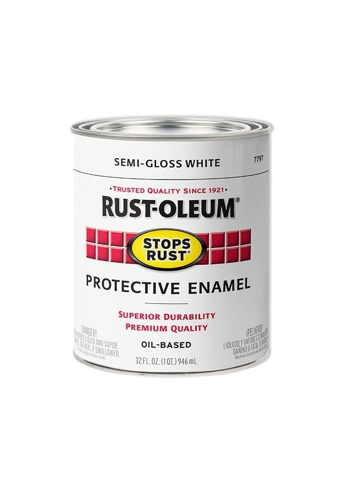 Rust-Oleum Stops Rust Protective Enamel Paint, Semi-Gloss White, 32 Fl Oz - Image 2