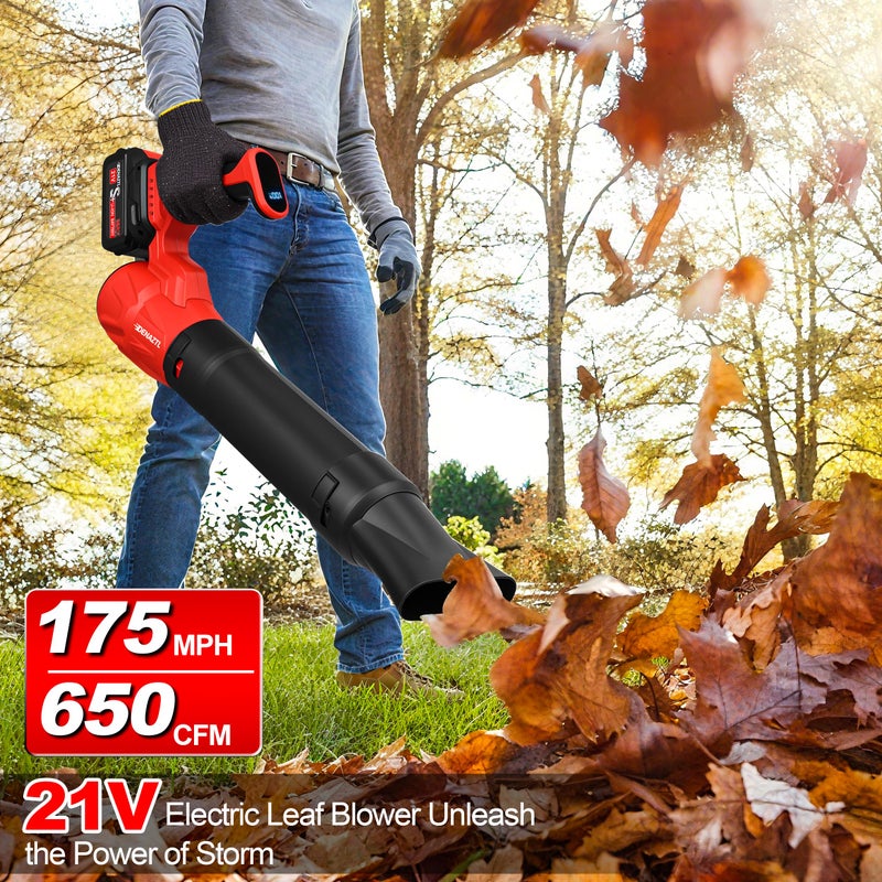 Denaztl Portable Electric Leaf Blower Cordless with 2X 4.0Ah Batteries and Charger, 650CFM 175MPH, 5 Speeds Modes, LCD Display, Lightweight Handheld for Seniors Gift, Gutter, Yard, Garden, Patio, Lawn Care - Image 5
