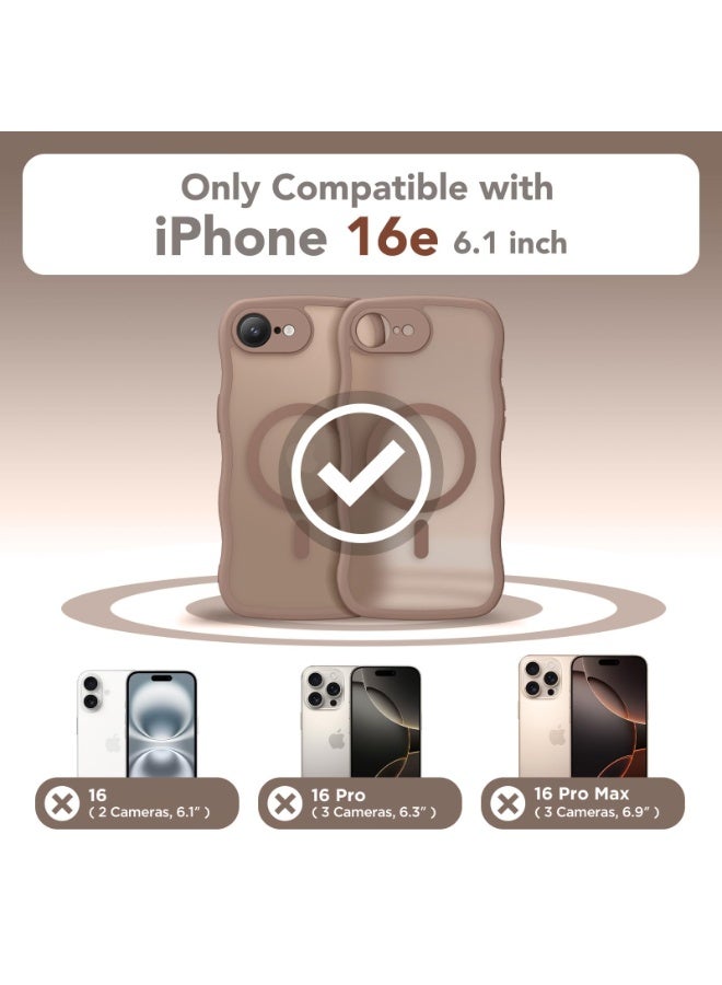 كبرارو جراب لهاتف iPhone 16e مقاس 6.1 بوصة، مُحسّن [حماية كاملة للكاميرا] [متوافق مع MagSafe] جراب هاتف شفاف غير لامع لطيف بموجة، بني - Image 2