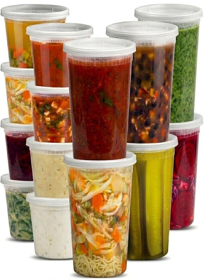 JoyServe 16 Sets Deli Containers with Lids - 16oz & 32oz - Leak Proof, Microwaveable, Dishwasher & Freezer Safe - Plastic Food Storage & Soup Containers - Image 1