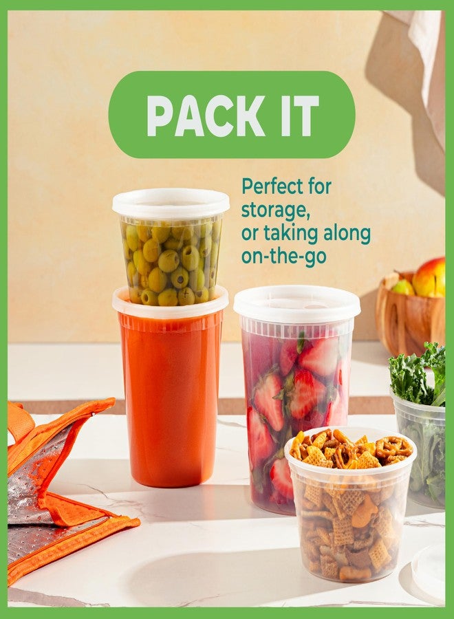 JoyServe 16 Sets Deli Containers with Lids - 16oz & 32oz - Leak Proof, Microwaveable, Dishwasher & Freezer Safe - Plastic Food Storage & Soup Containers - Image 5