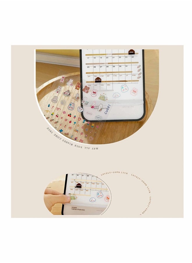 Generic 2023 Desktop Calendar Transparent Cute Rabbit Mini Small Ornaments Schedule Manual Perpetual Calendar Creative Desktop Office Mobile Phone Holder  - Image 3