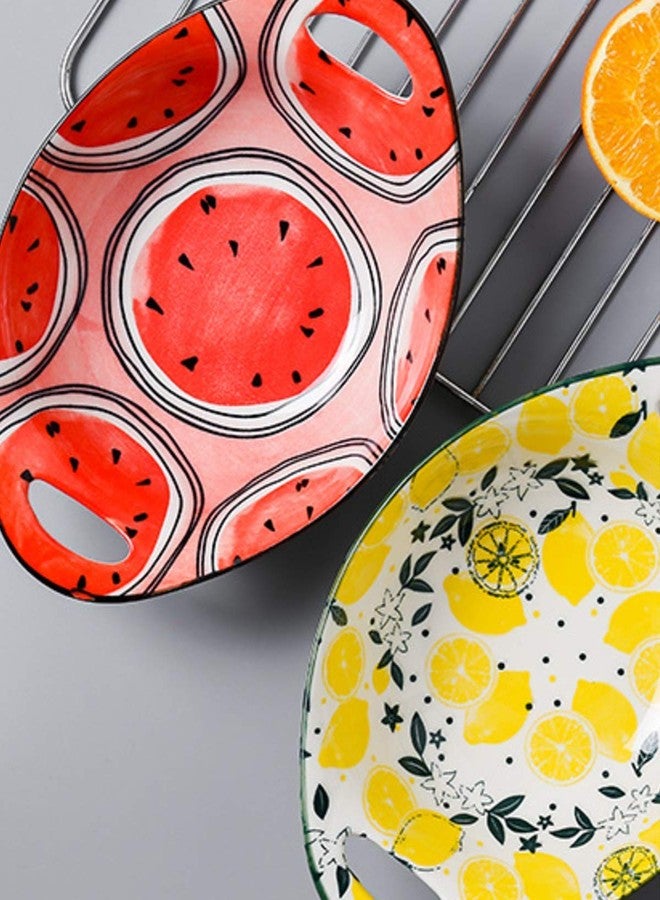 pepplo Ceramic Baking Dish, Baking Pans for Cooking,Cake Dinner, Kitchen, Banquet and Daily Use,Watermelon Pattern (Pack of 1PCS, Dish Round - A) - Image 3