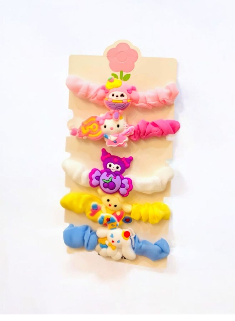 مجموعة من ٥ ربطات شعر ملونة للفتيات - Image 2