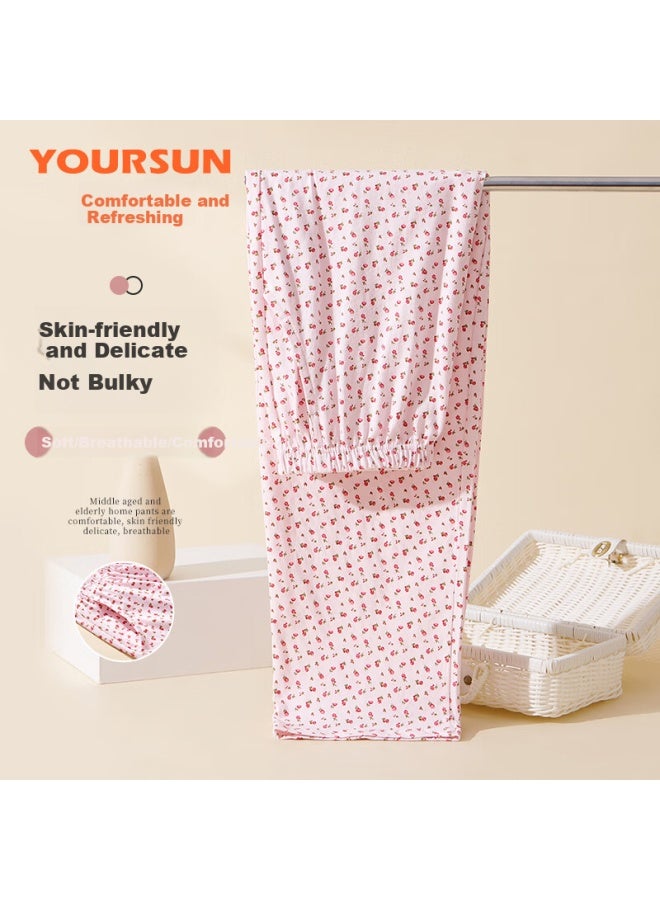 Your Sun Yiershuang [100% Pure Cotton] Women's Sleep Pants, Autumn And Winter Long Pants, Loose-fitting Large Size, Middle-aged And Elderly Home Pants, Mom And Grandmother Pants - Image 3