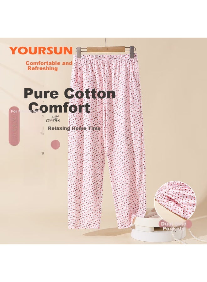 Your Sun Yiershuang [100% Pure Cotton] Women's Sleep Pants, Autumn And Winter Long Pants, Loose-fitting Large Size, Middle-aged And Elderly Home Pants, Mom And Grandmother Pants - Image 1