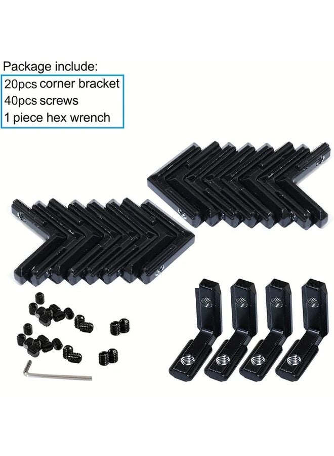 20pcs Black L Shape Corner Connector Brackets With Screws For 20x20 Aluminum Extrusion - Image 4