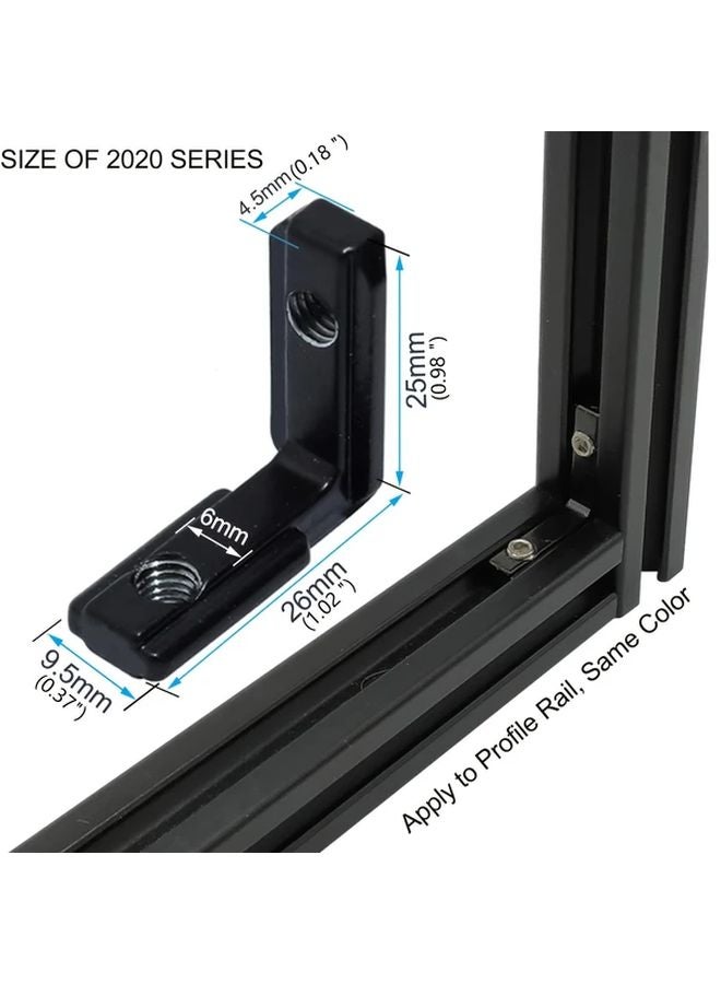 20pcs Black L Shape Corner Connector Brackets With Screws For 20x20 Aluminum Extrusion - Image 3