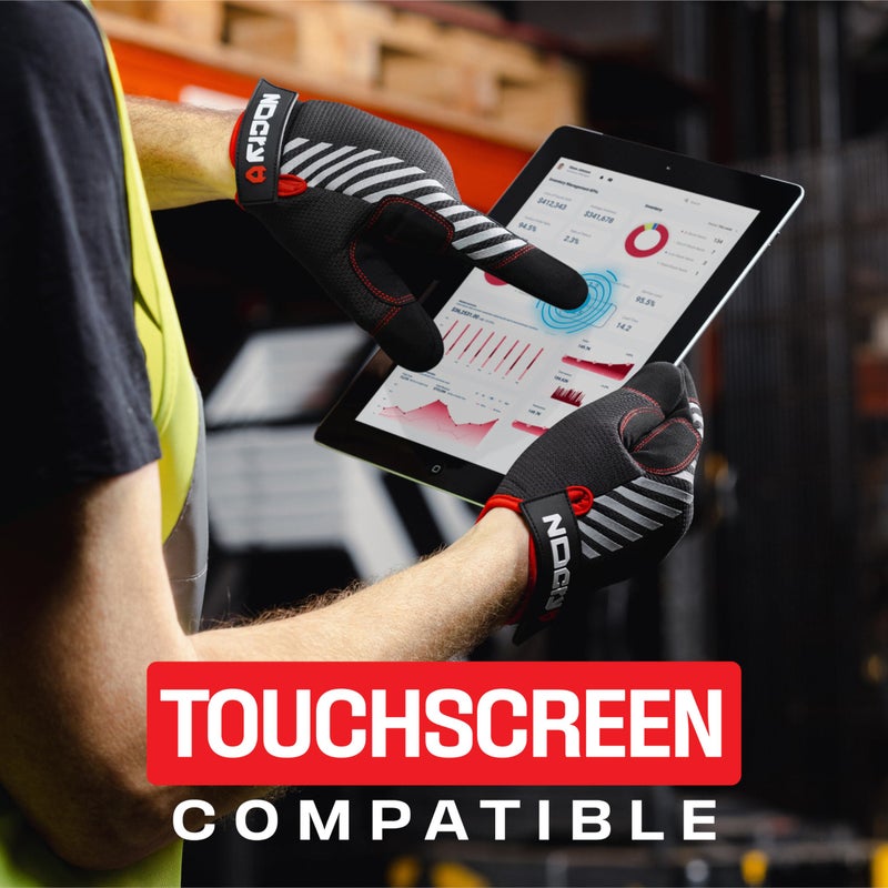 NoCry Utility Gloves for Men with Reinforced Fingers and Thumb Crotch; Double Stitched Palm and Touchscreen Tips; Breathable and Highly Flexible; â€” Ideal for Mechanics, Construction and Yard Work - Image 4