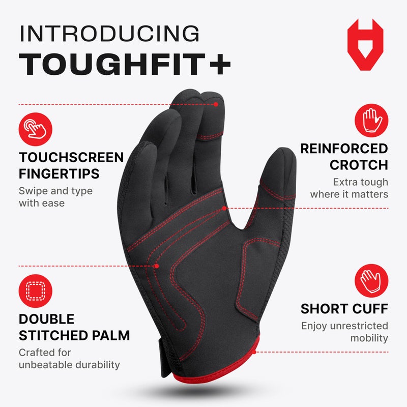 NoCry Utility Gloves for Men with Reinforced Fingers and Thumb Crotch; Double Stitched Palm and Touchscreen Tips; Breathable and Highly Flexible; â€” Ideal for Mechanics, Construction and Yard Work - Image 2