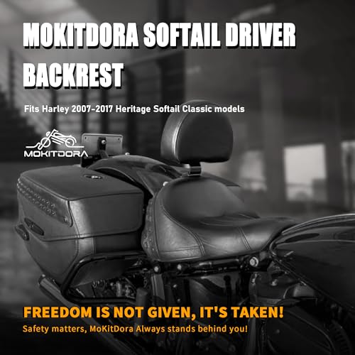 MoKitDora Driver Backrest Rider Back Rest PU Pad for Harley Softail Heritage FLSTC Fat Boy FLSTF 2007-2017 - Image 2
