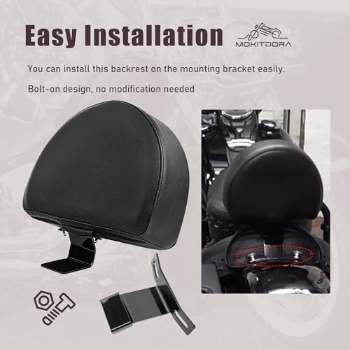 MoKitDora Driver Backrest Rider Back Rest PU Pad for Harley Softail Heritage FLSTC Fat Boy FLSTF 2007-2017 - Image 3