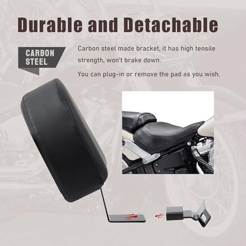 MoKitDora Driver Backrest Rider Back Rest PU Pad for Harley Softail Heritage FLSTC Fat Boy FLSTF 2007-2017 - Image 4