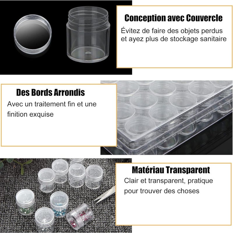 FOSCADIT Foscadit Plastic Storage Box Clear 30 Small Diamond Painting Storage Boxes Round Removable with Lid for Jewelry DIY Craft Earrings Sequins Embroidery  - Image 3