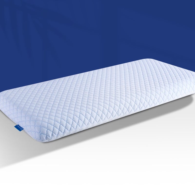 SofGlowly Ultra Thin Flat Pillows for Sleeping King Size -33x16 Inch, Cooling Memory Foam Pillow 2.75 inch Height Ultra Thin Pillow,Slim Bed Pillows for Stomach Back Sleeper - Image 1
