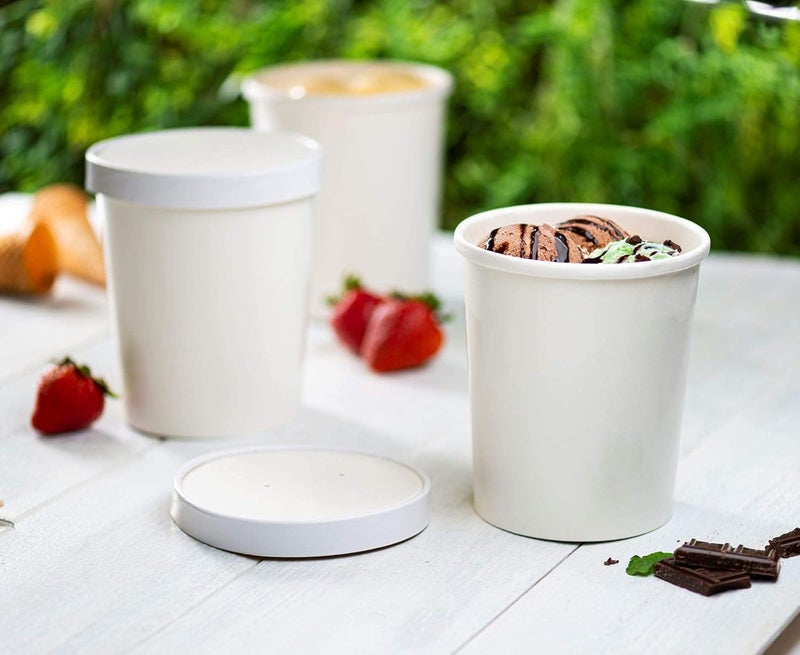 Gusto [32 oz. - 25 Count White Paper Food Containers with Vented Lids - To Go Hot Soup Bowls, Disposable Ice Cream Cups, Ideal for Hot and Cold Foods - (Formerly Comfy Package) - Image 5