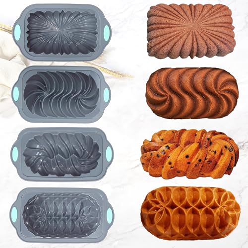 Tongjude 4 Piece Silicone Loaf Pan for Baking Bread, Non-Stick Kitchen Oven Bread Pan, Perfect for Banana Bread, Sandwich Bread, Pound Cake and Meatloaf, 4 Cups, Grey - Image 2