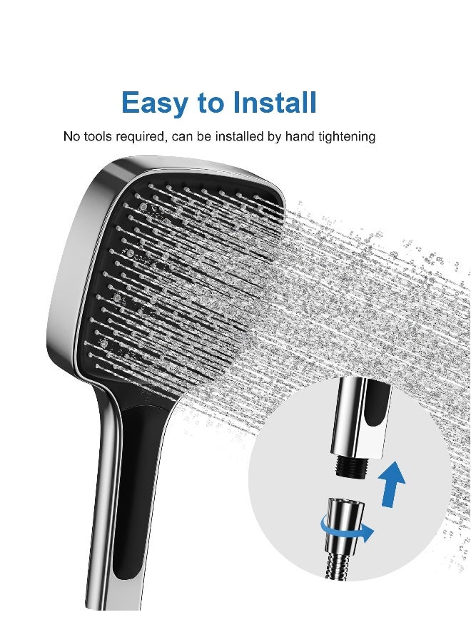 Shower Head, Handheld High Pressure 3 Adjustable Mode Save Water Square Multi-function Shower Head for Bathroom Fits Your Shower Hose - Image 4