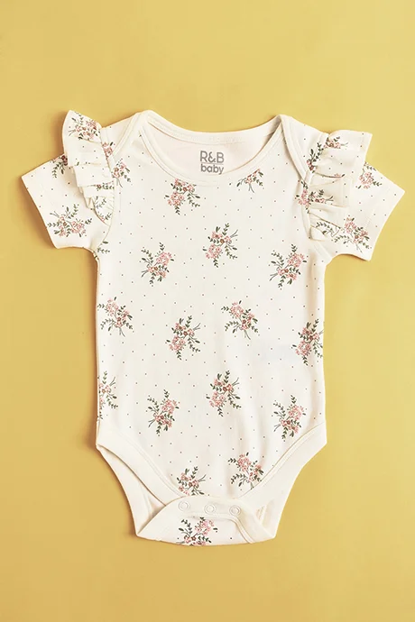 أر أند بي 3 Pack Embroidered Bodysuits with Short Sleeves