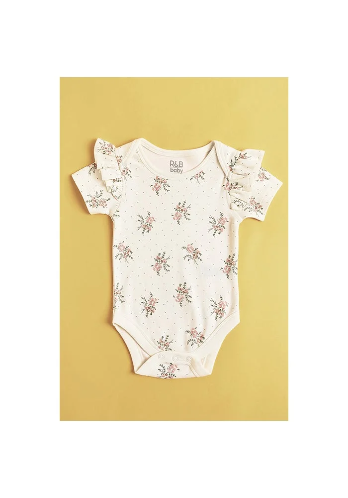 R&b 3 Pack Embroidered Bodysuits with Short Sleeves