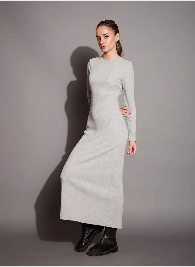 SASSAFRAS Ribbed Bodycon Maxi Dress by Styli