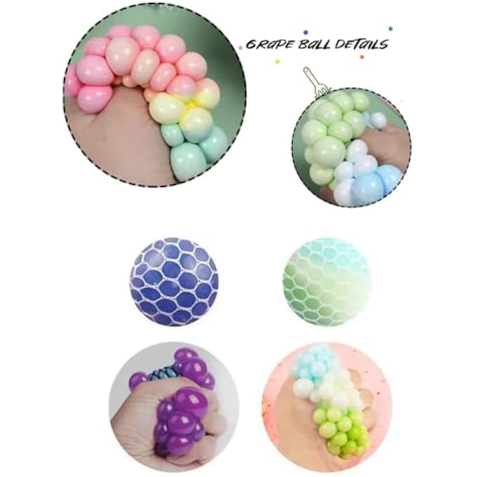 Dhjrefhhd 1Pcs Colored Soft Grape Mesh Pressure Balls Squeeze Change Color Balls Stress Relieve Sensory Squishy Balls Hand Exercise Bouncy Balls. (Purple) - Image 4