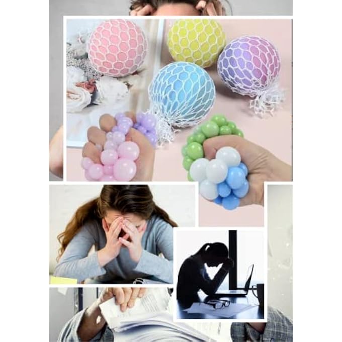 Dhjrefhhd 1Pcs Colored Soft Grape Mesh Pressure Balls Squeeze Change Color Balls Stress Relieve Sensory Squishy Balls Hand Exercise Bouncy Balls. (Purple) - Image 5