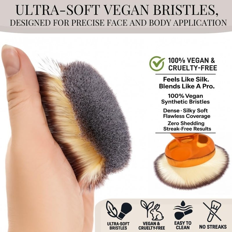 GOERTI Angled Kabuki Brush â€“ High-Density Face & Body Blending Makeup Brush for Liquid Foundation, Bronzing Lotion, Concealer, Powder, Cream, Contouring, Buffing & Streak-Free Self Tanner Applicator - Image 3