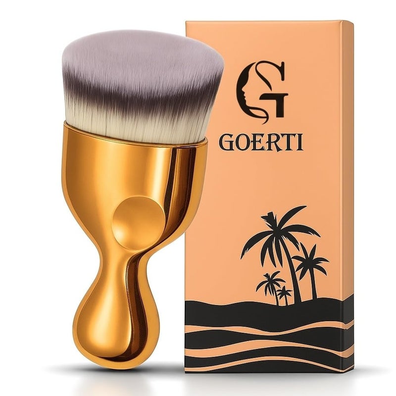 GOERTI Angled Kabuki Brush â€“ High-Density Face & Body Blending Makeup Brush for Liquid Foundation, Bronzing Lotion, Concealer, Powder, Cream, Contouring, Buffing & Streak-Free Self Tanner Applicator - Image 1