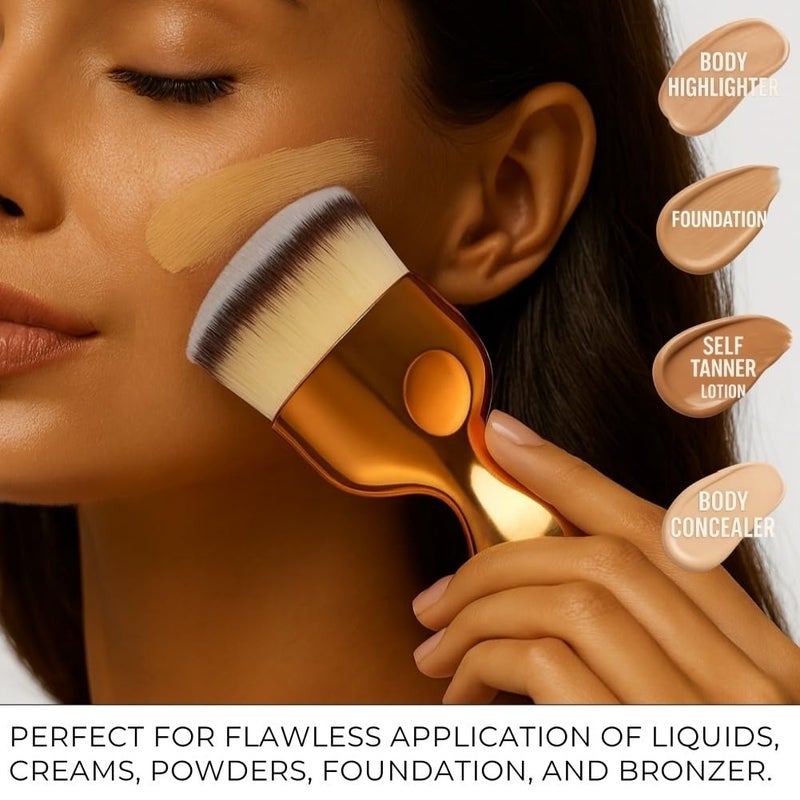 GOERTI Angled Kabuki Brush â€“ High-Density Face & Body Blending Makeup Brush for Liquid Foundation, Bronzing Lotion, Concealer, Powder, Cream, Contouring, Buffing & Streak-Free Self Tanner Applicator - Image 5