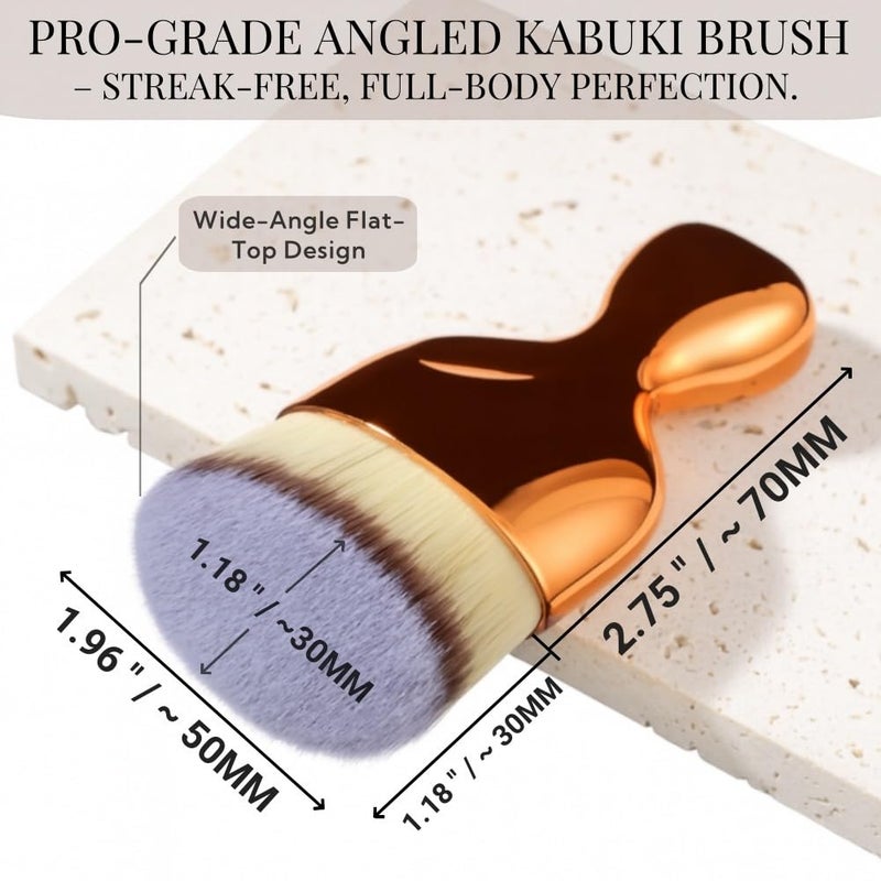 GOERTI Angled Kabuki Brush â€“ High-Density Face & Body Blending Makeup Brush for Liquid Foundation, Bronzing Lotion, Concealer, Powder, Cream, Contouring, Buffing & Streak-Free Self Tanner Applicator - Image 2