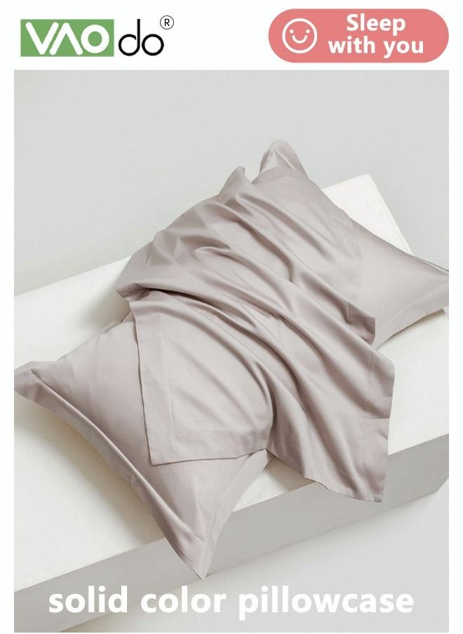 VAOdo 2PCS Cotton Pillowcase Skin-friendly Soft Breathable Moisture-absorbent Solid Color Envelope Pillowcase 48*74CM  - Image 2