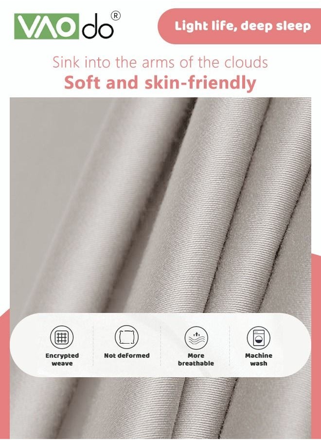 VAOdo 2PCS Cotton Pillowcase Skin-friendly Soft Breathable Moisture-absorbent Solid Color Envelope Pillowcase 48*74CM  - Image 4