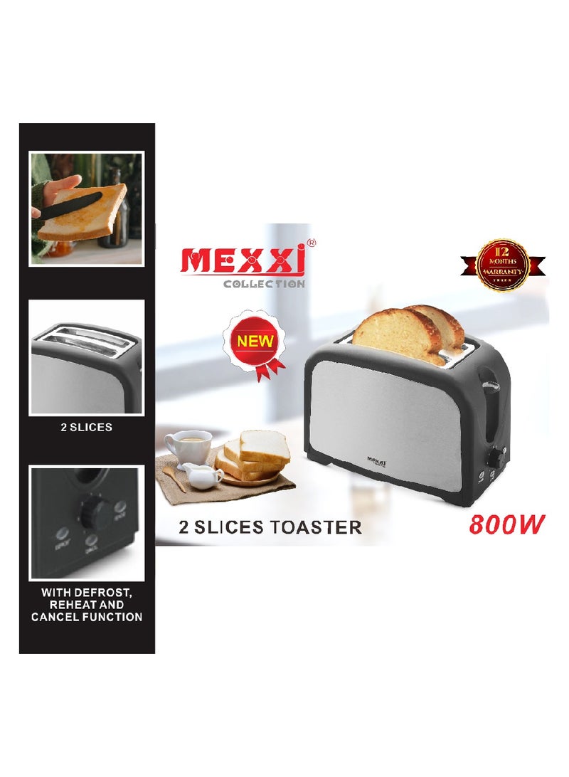 MEXXI 2-Slice Toaster, 800W - Defrost, Reheat, 6 Browning Setting and Removable Crumb Tray - Image 2