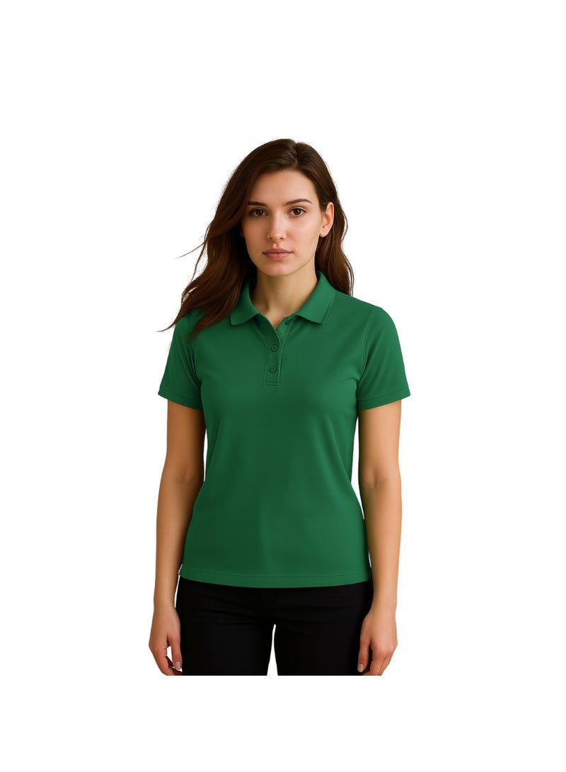PRINTSHOP4ME Women's Regular-Fit Golf Polo T-shirt Pure Cotton Short Sleeve 220 GSM Basic Colors - Image 1