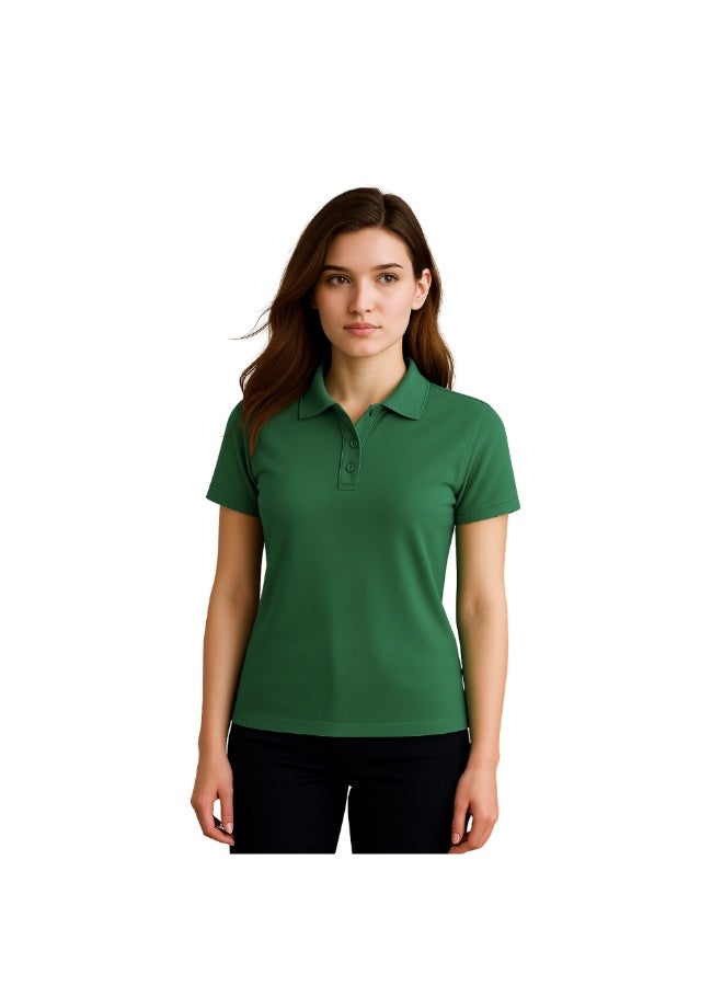 PRINTSHOP4ME Women's Regular-Fit Golf Polo T-shirt Pure Cotton Short Sleeve 220 GSM Basic Colors - Image 2