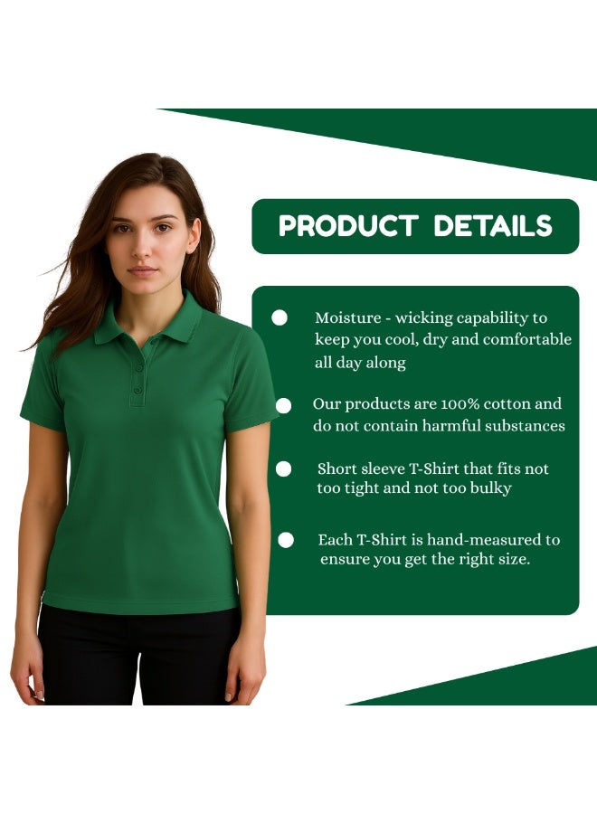 PRINTSHOP4ME Women's Regular-Fit Golf Polo T-shirt Pure Cotton Short Sleeve 220 GSM Basic Colors - Image 3