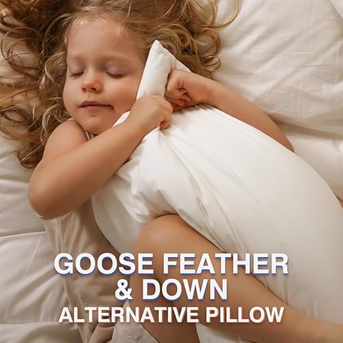 zibroges Feather Pillows Queen Size Set of 2 - Goose Down Hotel Bed Pillow for Sleeping, Soft 600 Thread Count Cotton Cover, Fluffy Support Surround Fill Polyester for Side, Back and Stomach Sleepers - Image 5
