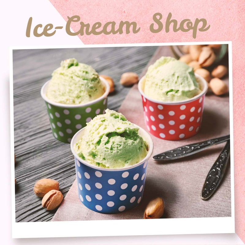 MATICAN Paper Ice Cream Cups - 50-Count 4-Oz Disposable Dessert Bowls for Hot or Cold Food  4-Ounce Party Supplies Treat Cups for Sundae  Frozen Yogurt  Soup  5 Colors  Polka Dots - Image 3