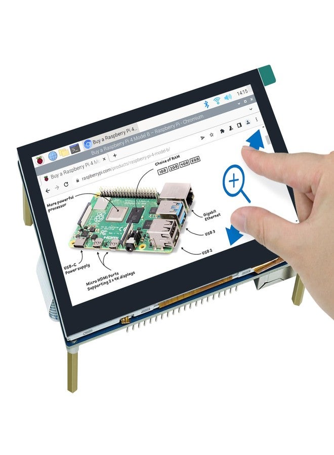 فريينوف شاشة لمس Freenove مقاس 4.3 بوصة لأجهزة Raspberry Pi 5 و4B و3 وB+ وA+، شاشة IPS بدقة 800×480 بكسل، شاشة لمس سعوية بخمس نقاط، منفذ عرض بدون تعريف - Image 1
