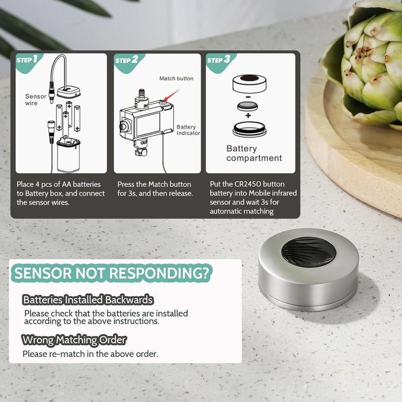 WOWOW Touchless Kitchen Faucet Stainless Steel: Mobile Motion Sensor Kitchen Sink Faucet with Sprayer, Automatic Smart Kitchen Faucet for Sink 1 or 3 Hole, Brushed Nickel - Image 4